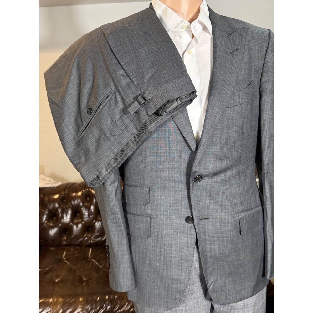 Tom Ford Gray Checked Suit Wool 2PC Peak Lapel O'Connor 50 40R